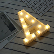 Load image into Gallery viewer, Luminous LED Letter Night Light Creative 26 English Alphabet Number Battery Lamp Romantic Wedding Party Decoration
